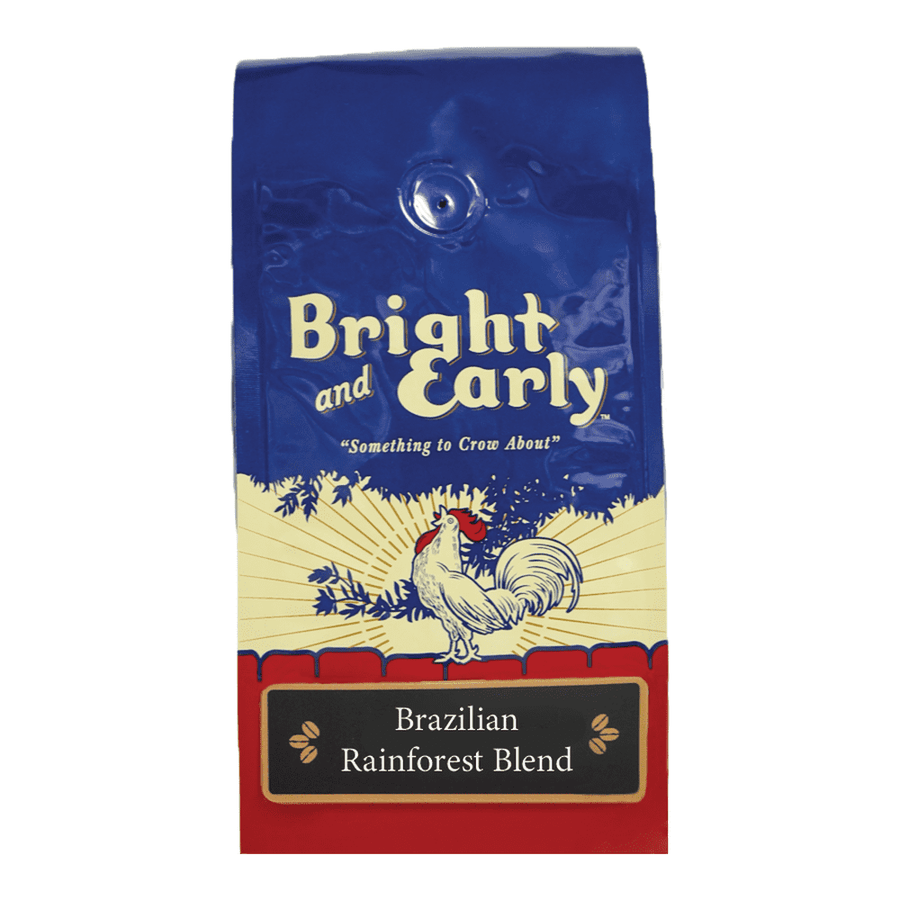 one lb  Bag Bright and Early coffee Brazilian Rainforest Blend 100% premium arabica specialty grade coffee roasted and packaged in Texas