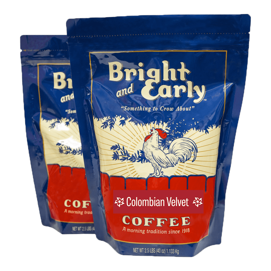 2, 2.5 lb. bag Colombian Velvet single orgin coffee 100% specialty grade Arabica coffee roasted by Bright and Early coffee in houston Texas